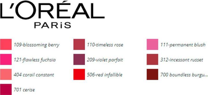 Nutritional values and ingredients L'Oréal Paris Infaillible X3 (121 Flawless Fuchsia)