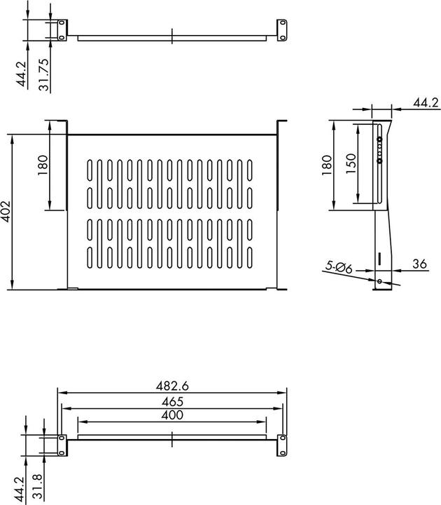 Productafbeelding Value 19" plank 1he. t: 400 mm < 20 kg