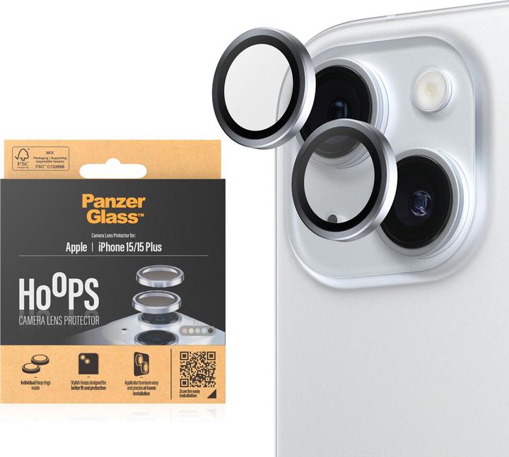 Immagine prodotto PanzerGlass Protezione dell'obiettivo della fotocamera Hoops (1 Pezzo/i, Apple iPhone 15, Apple iPhone 15 Plus)