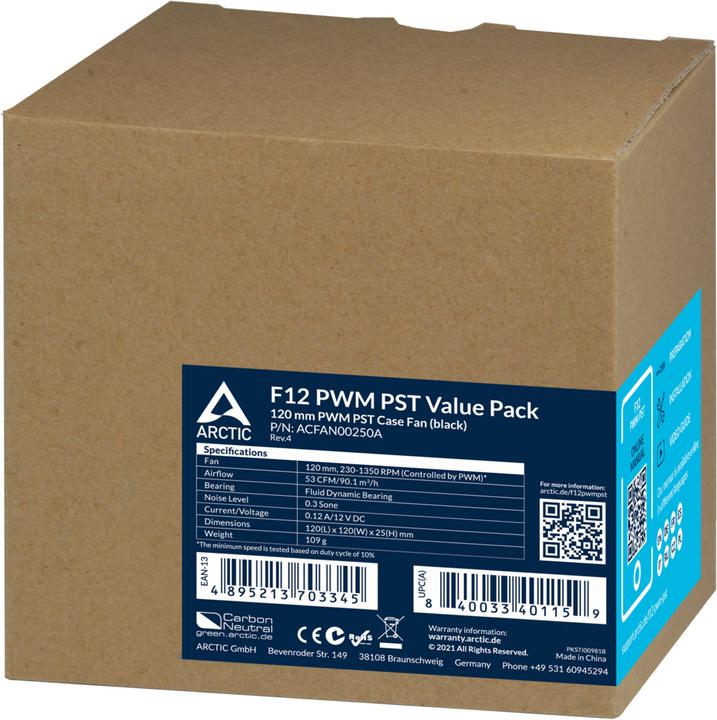 Actual product image Arctic F12 PWM PST Value Pack (120 mm, 5 x)