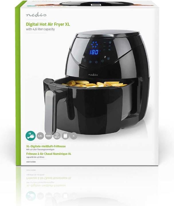 Produktbild Nedis Hot Air Fryer 4.6 l Timer: 60 min Digital Black (EU-Stecker)