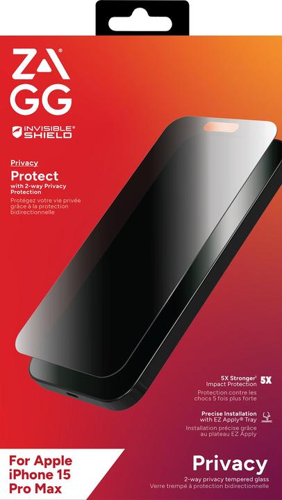 Actual product image Zagg Invisibleshield Glass Elite (1 Piece, Apple iPhone 15 Pro Max)