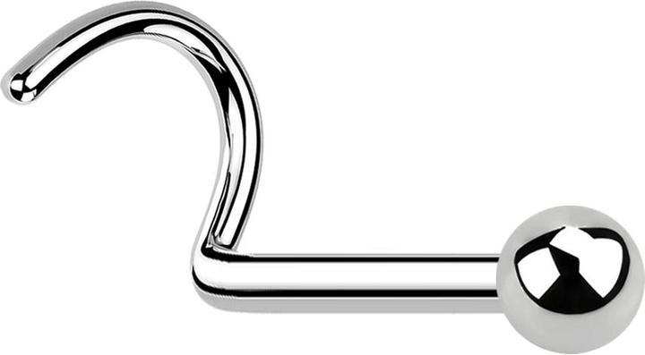 Produktbild Star Piercing Nasenstecker gebogen silber mit Kugel (ohne Messing, Chirurgenstahl 316L)