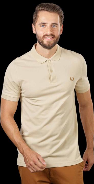 Fred Perry Plain Polo Shirt Short Sleeve Oatmeal