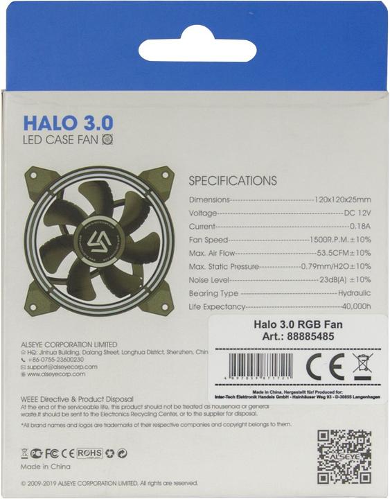 Actual product image Intertech Inter-Tech Alseye Halo 3.0 computer case fan (120 mm, 1 x)