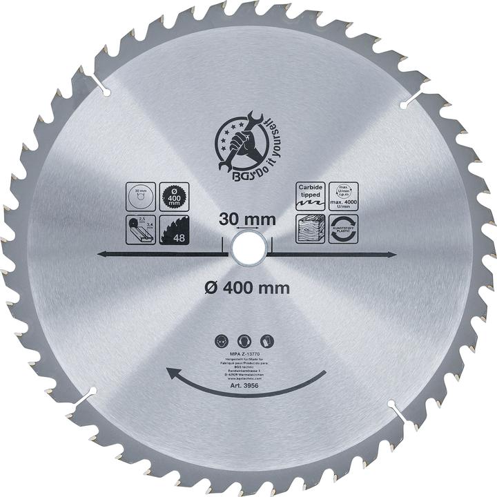 Actual product image BGS Carbide Tipped Circular Saw Blade Ø 400 x 30 x 3.4 mm 48 teeth