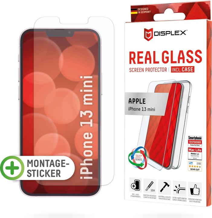 Produktbild Displex Real Glass, 2D Panzerglas + Handyhülle (1 Stück, Apple iPhone 13 mini)