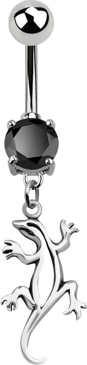Produktbild Star Piercing Banane silber mit Anhänger Echse schwarz (Chirurgenstahl 316L, ohne Messing, 925 Sterlingsilber)