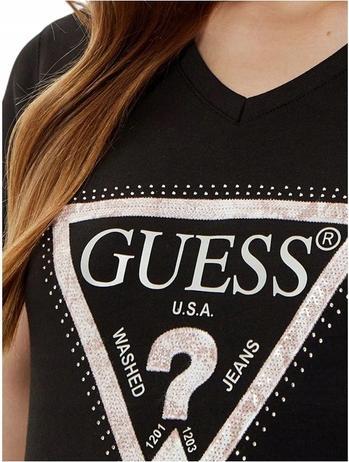 Actual product image Guess Damen T-Shirt Vn Python Triangl Schwarz (L)