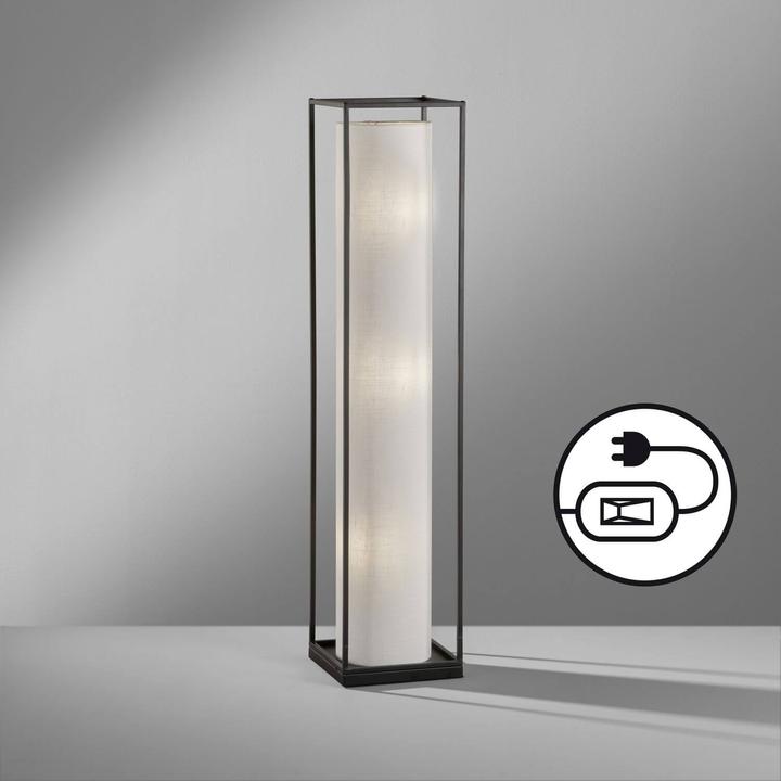 Actual product image Fischer & Honsel Honsel Thor floor lamp triple E14 fabric shade white linen sand black 40456
