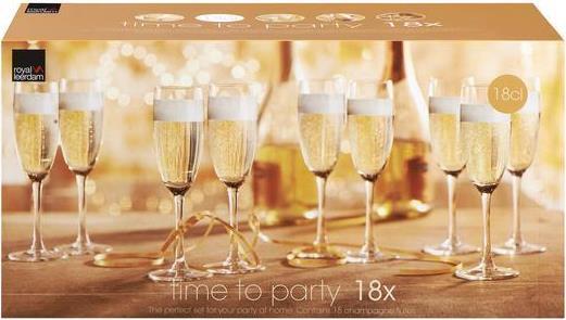Royal Leerdam Leerdam Flute Set Time to Party 18 pieces (18 cl, 18 Glasses, Red wine glasses, White wine glasses)