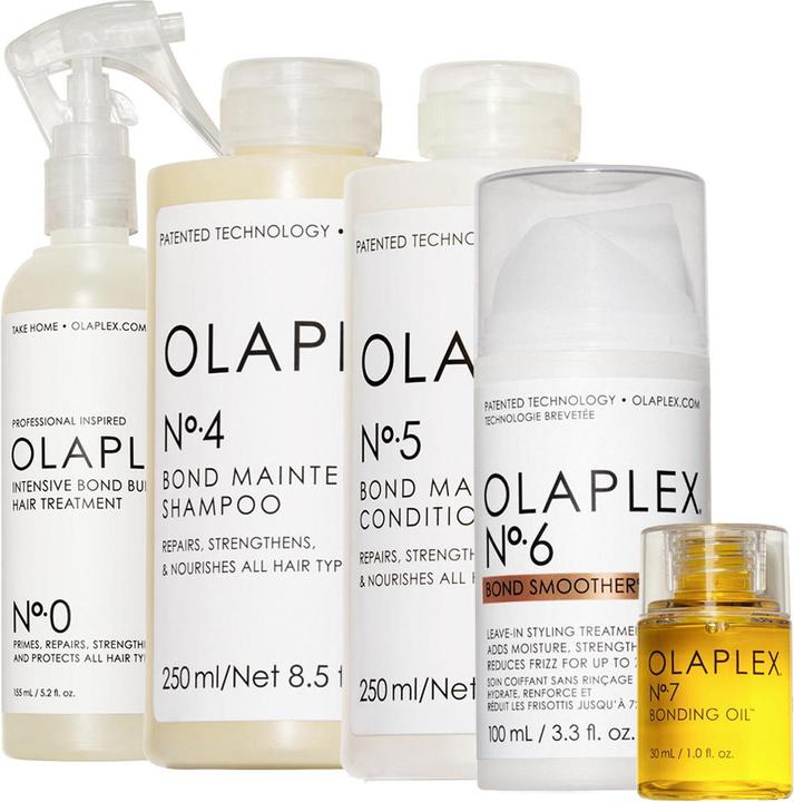 Olaplex All-in Pflege Set No. 0 + No. 4 + No. 5 + No. 6 + No. 7 (Haarpflege set)