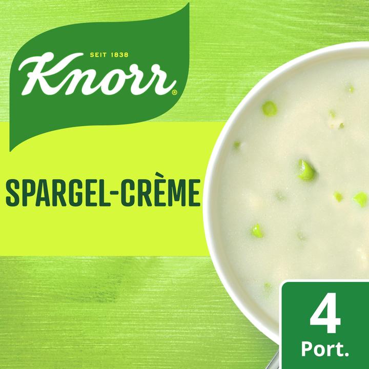 Actual product image Knorr Asparagus cream soup bag, asparagus soup with asparagus pieces from white & green asparagus