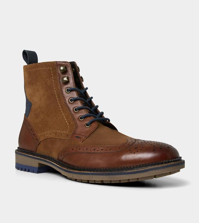 Produktbild Joe Browns Mixed Suede and Leather Tan Brogue Ankle Boots (43)