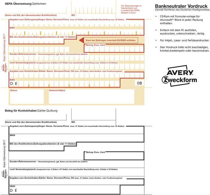 Produktbild Avery Überweisung/Zahlschein (200 x)