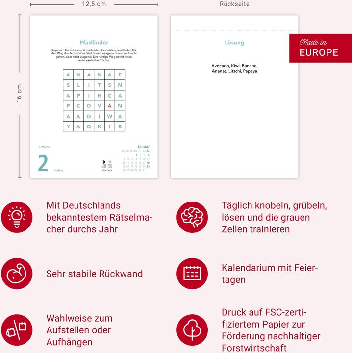 Actual product image Stefan Heine Gehirnjogging Tagesabreisskalender2026 (German)