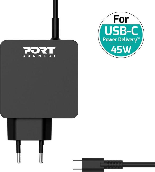 Produktbild Port Designs Type C Universal Power Adapter 45w For Macbooks Notebooks Tablets Smartphones Up To 45w (45 W)