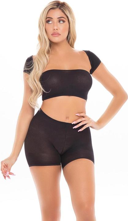 Image du produit Pink Lipstick On Your Mind Bandeau avec Soufflets & Court Noir O/S (Taille unique)