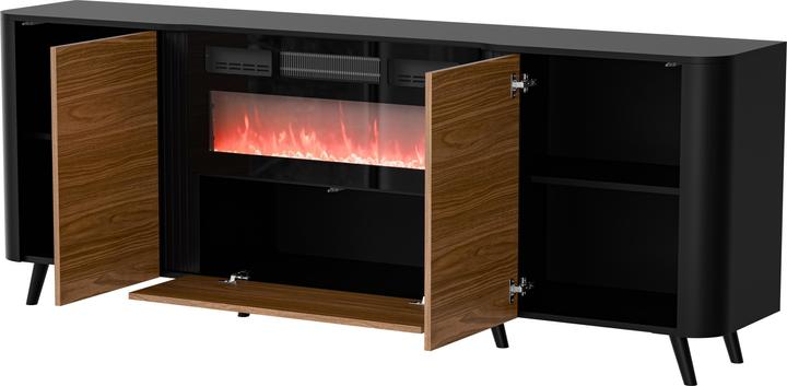 Actual product image Cama Volare chest of drawers 200 x 39 x 75 cm black/walnut + fireplace (200 x 39 x 75 cm)
