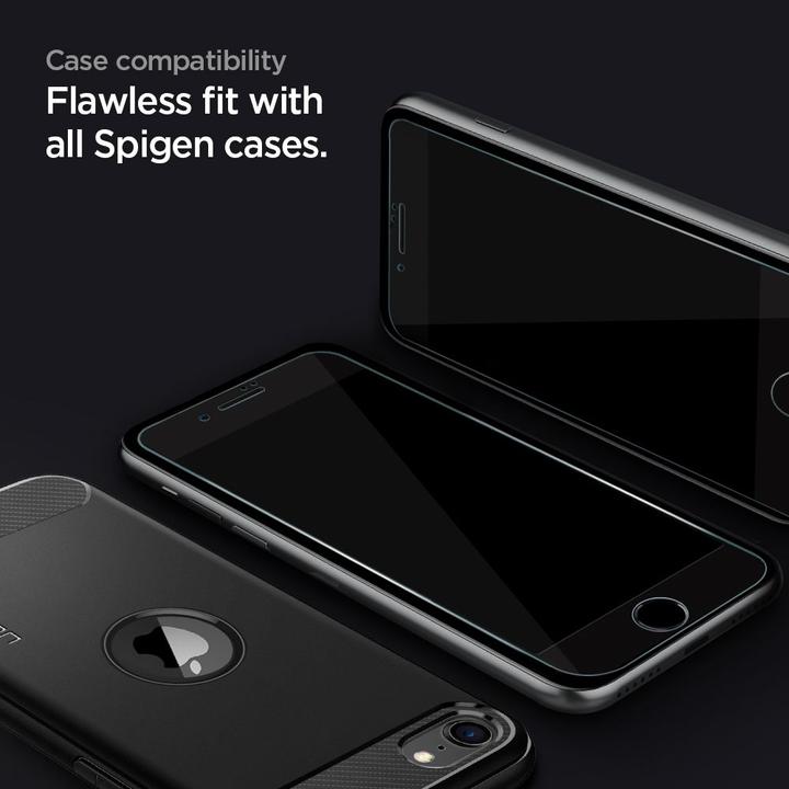 Produktbild Spigen tempered glass ALM GLASS FC for iPhone 7 / 8 / SE 2020 / SE 2022 black (1 Stück, LG K8 2017, Apple iPhone SE (2nd Gen))