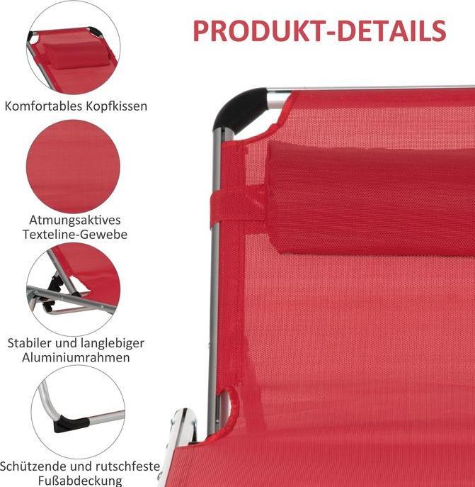 Immagine prodotto Swisshandel24 Lettino prendisole da giardino lettino in tessuto di alluminio lettino relax lettino regolabile in (165 cm)