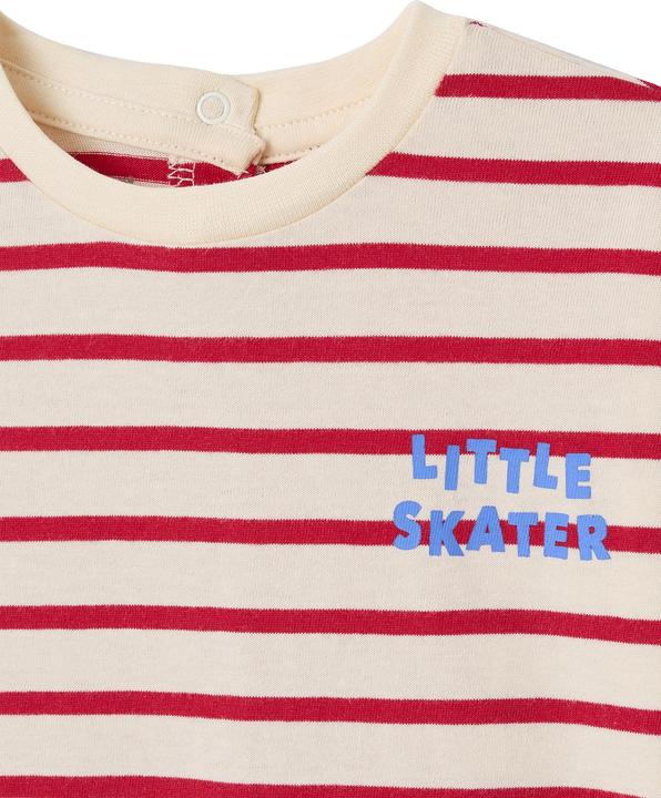 Image du produit Vertbaudet Bio-Kollektion: Gestreiftes Baby Shirt mit Druckknöpfen hinten (62)