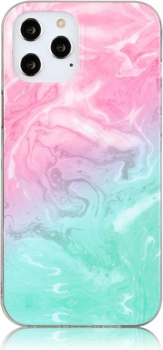 Produktbild Cover-Discount iPhone 12 / 12 Pro - Softes Silikon Gummi Case Marble rosa / blau (Apple iPhone 12, Apple iPhone 12 Pro)