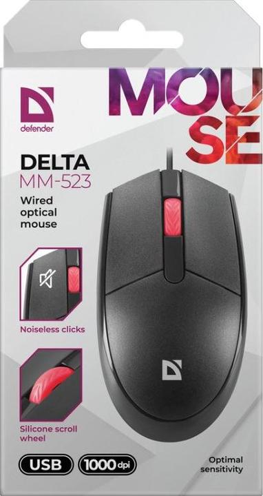 Produktbild Defender Maus Kabelgebundene Maus DELTA MM-523 1000 dpi klicklos, leise (Kabelgebunden)