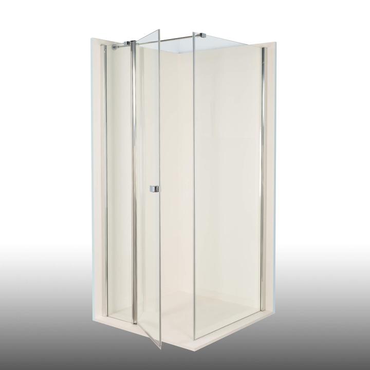 Actual product image Dusbad Shower cubicle/shower enclosure Vital 2 hinged door on fixed part left + shower screen right (75 cm, 75 cm)
