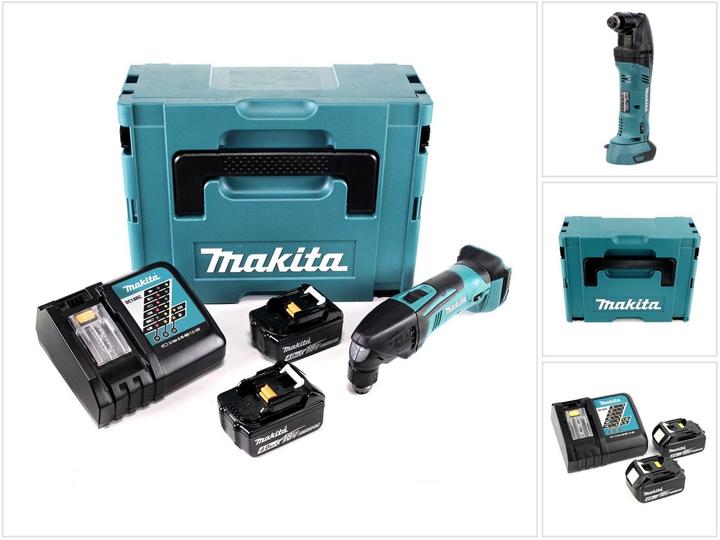 Makita DTM 50 RMJ 18V Li-Ion Akku Multifunktioswerkzeug im Makpac mit 2x 4,0 Ah Akku und 1x Ladeger