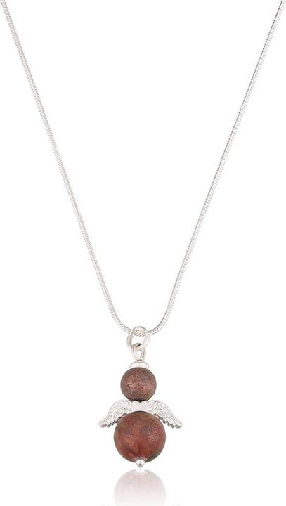 Actual product image Andreani Necklace with small angel pendant made of genuine brown jasper (Metal)
