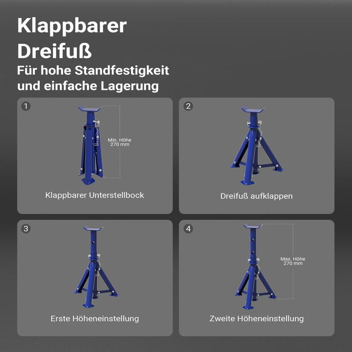 Produktbild XPOtool Wagenheber + 2x Unterstellbock 2t Hubkraft Abstellbock Rangierwagenheber