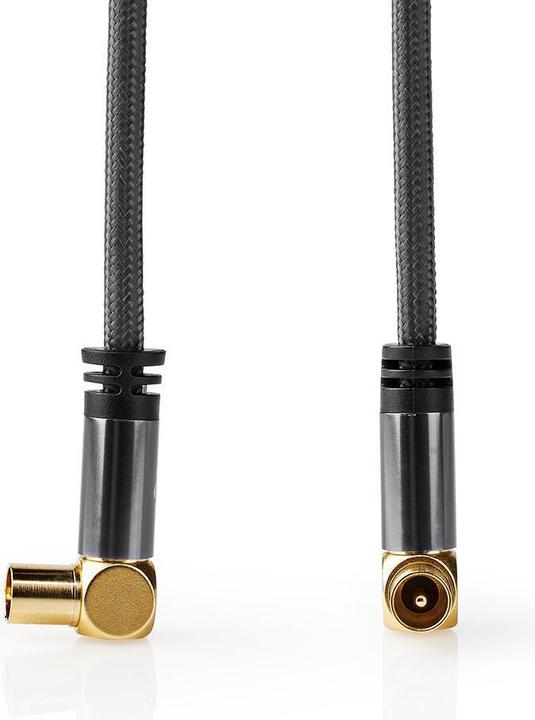 Actual product image Nedis Coaxial cable - IEC male - IEC female - Gold plated - 75 Ohm - 4 way shielded - 5 m - run (75 dB, Antenna cable)
