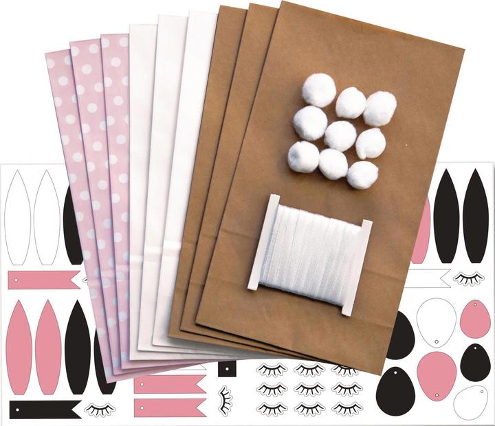 Image du produit Folia Kit de bricolage Set de sacs en papier Lapin marron/rose/blanc 9 pcs. (Pochette cadeau, 9 x)
