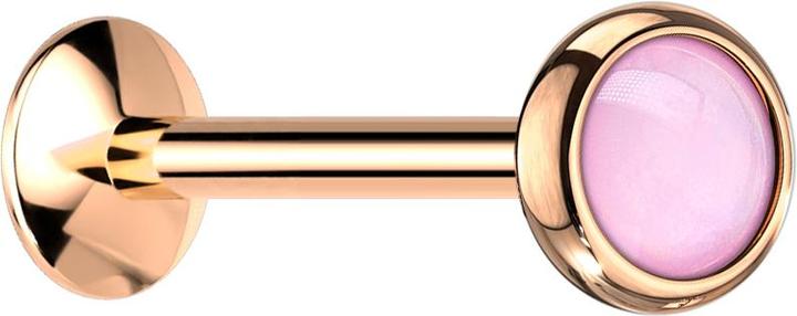 Produktbild Star Piercing Micro UFO Labret Innengewinde rosegold mit Epoxidstein pink (ohne Messing, Chirurgenstahl 316L)
