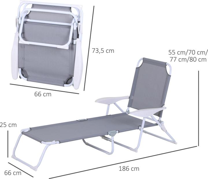Immagine prodotto Outsunny Lettino prendisole con schienale regolabile (160 cm)