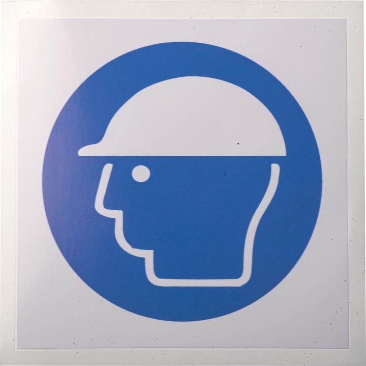Actual product image Rs Pro Mandatory sign with pictogram: head protection, vinyl self-adhesive, W 100mm, H 100 mm