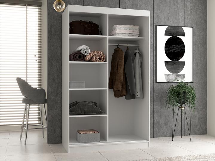 Produktbild Topeshop IGA 120 BIEL B KPL Schlafzimmer-Schrank 7 Regale 2 Tür(en) Weiss Garderobe (120 x 61 x 200 cm)