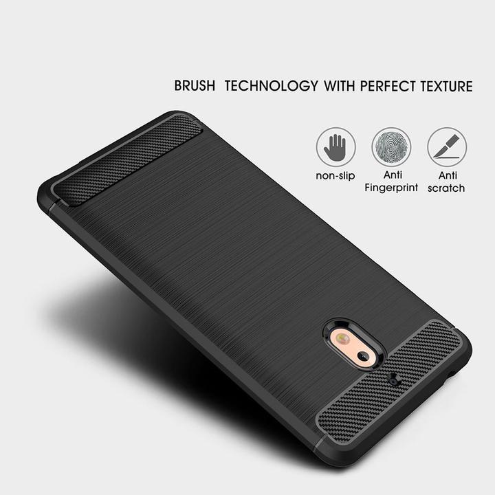 Actual product image König Design Nokia 2.1 Case Carbon Fiber Optic Brushed Protective Cover Bumper Case Cover Black (Nokia 2.1)