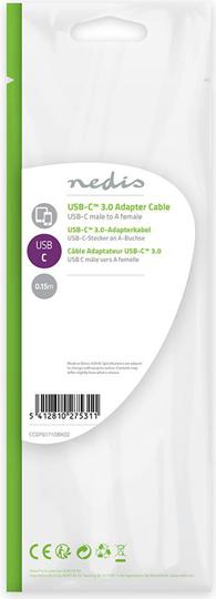 Produktbild Nedis USB-C™ Adapter | USB 3.2 Gen 1 | USB-C™ Stecker | USB-A Buchse | 5 Gbps | 0.15 m | rund | Vern (0.15 m, USB 3.2 Gen 1, 15 W)