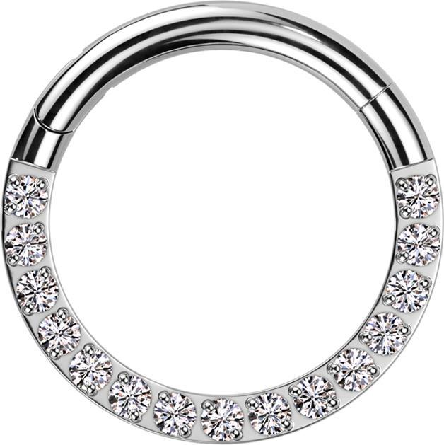 Produktbild Star Piercing Micro Segmentring klappbar silber front Kristalle silber (ohne Messing, Titan G23)