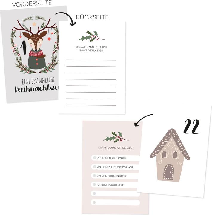 Immagine prodotto Papierdrachen Set di calendari dell'Avvento - 24 carte da riempire