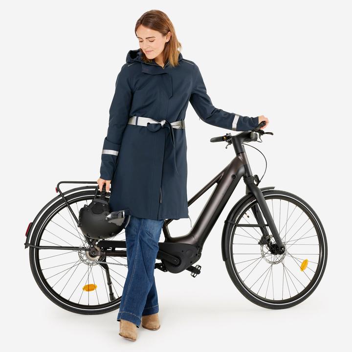 Produktbild Btwin Regentrenchcoat City 940 wasserdicht Damen marineblau (L)