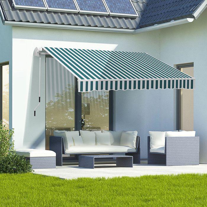 Image du produit Swisshandel24 Gelenkarmmarkise 4m mit Handkurbel Alu Weiss+Grün 395x245 cm (2.45 m)