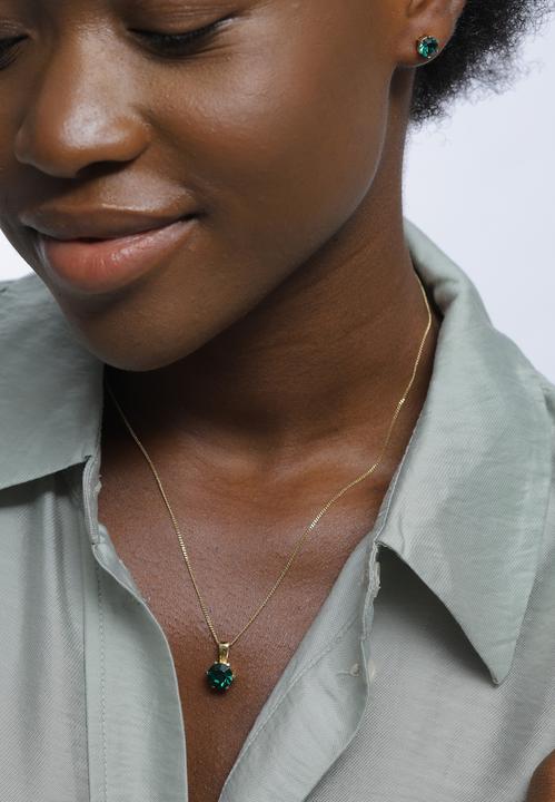 Actual product image Elli Jewellery set crystals solitaire necklace ear studs 925 silver (925 sterling silver)