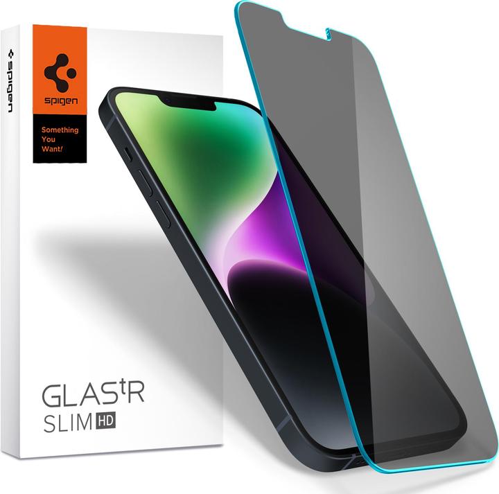 Actual product image Spigen Glass.TR Slim iPhone 14/13 Pro/13 Privacy AGL05211 szkło hartowane AGL03393 (1 Piece, Apple iPhone 13 Pro, Apple iPhone 13)
