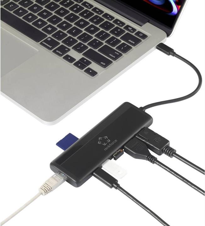 Actual product image Renkforce RF-DKS-800 USB-C® Docking Station Suitable for Brand (Notebook Docking Stations): Universal USB-C® (USB-C, 8 Ports)