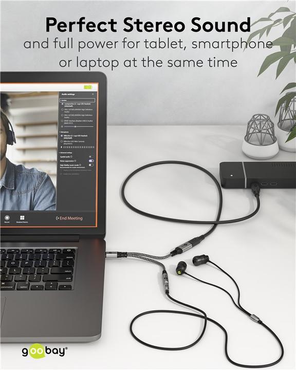 Actual product image Goobay USB-C to USB-C and jack 3.5 mm AUX (USB Type C, USB Type C)