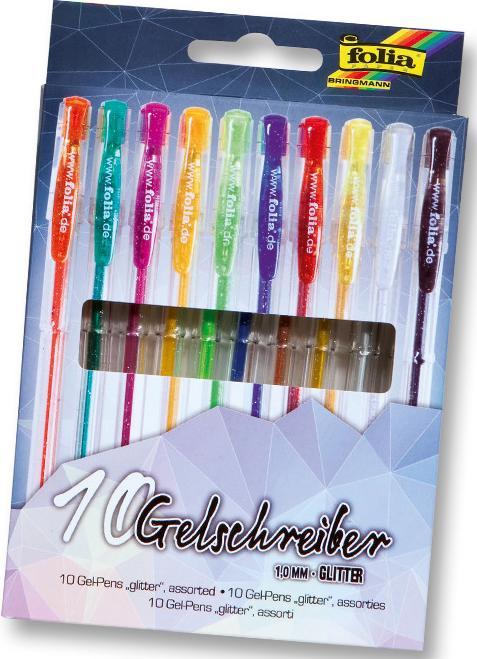 Folia Gelschreiber glitter (Mehrfarbig, 10 x)
