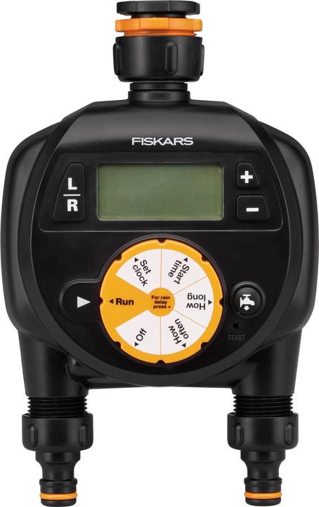 Immagine prodotto Fiskars Timer/timer con 2 uscite, Per tutte le dimensioni di rubinetto più comuni, Facile da leggere L (Timer acqua)